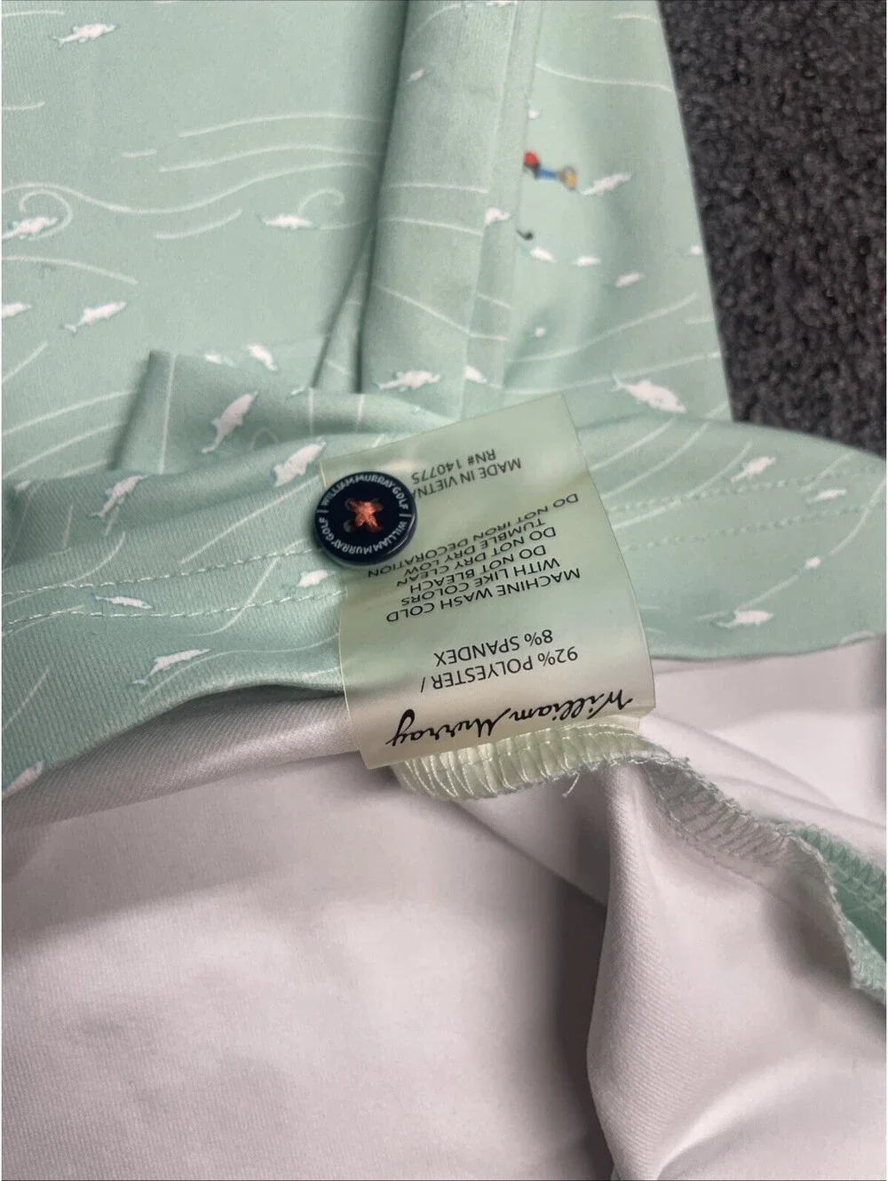William Murray Golf Polo Shirt Light Green Scuba Fishing Print Men's Size XL